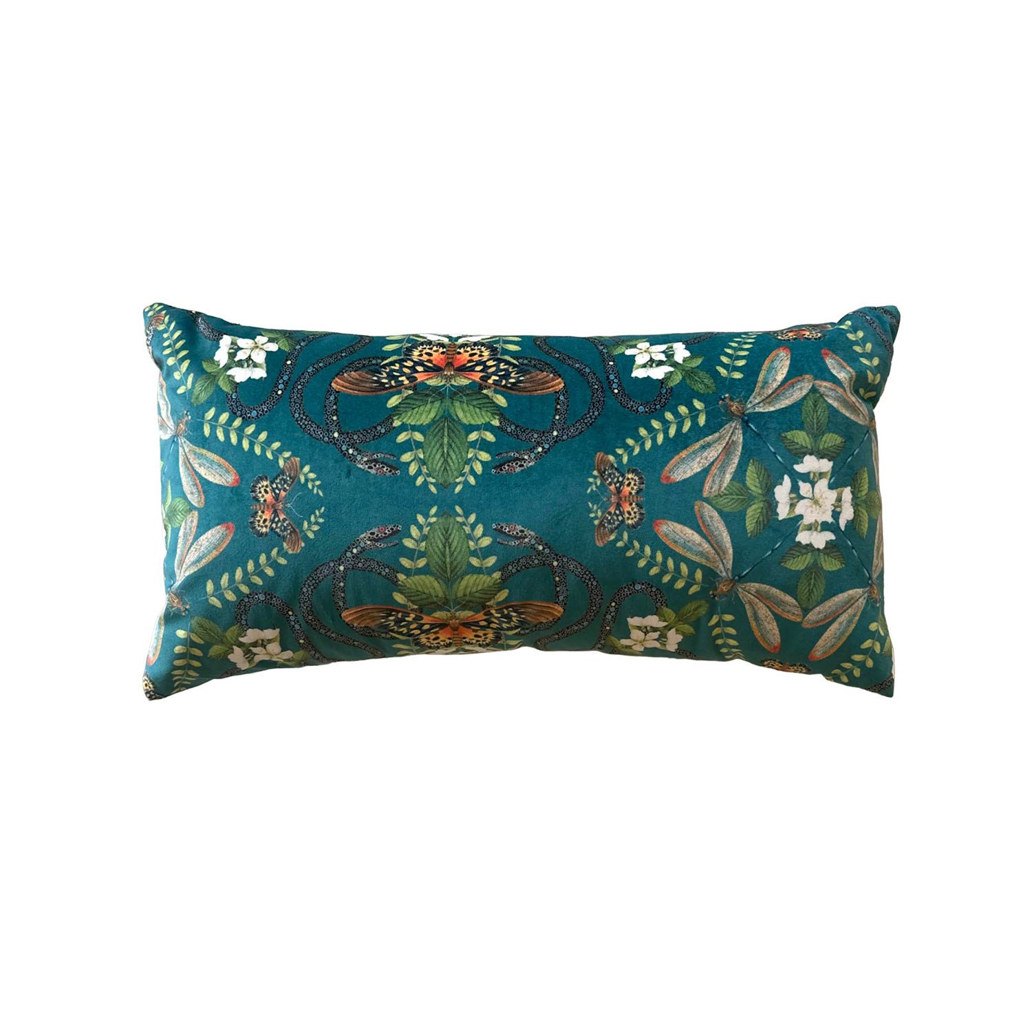 11 x 22 Clarke & Clarke Emerald Forest Teal Velvet Pillow