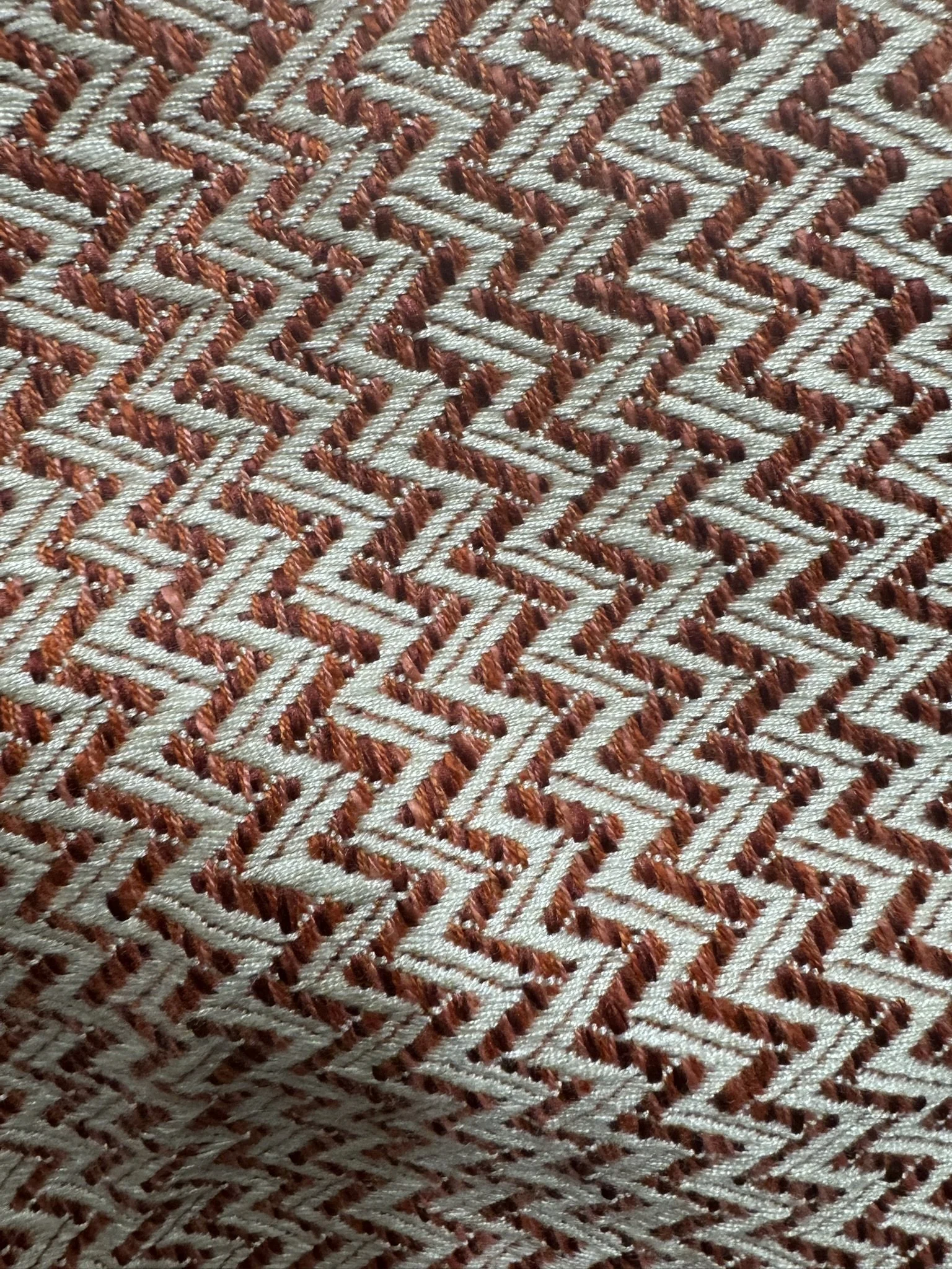 Rust and Cream Chevron Fabric