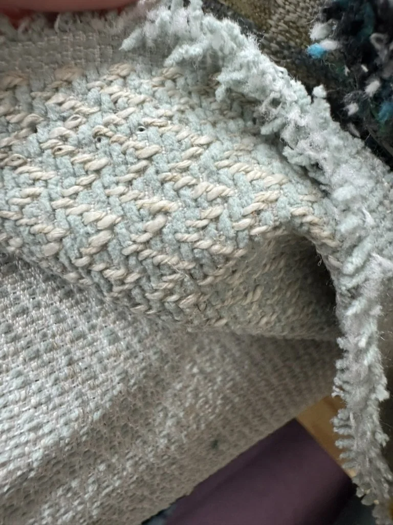 Chunky Aqua and Cream Chevron Jacquard