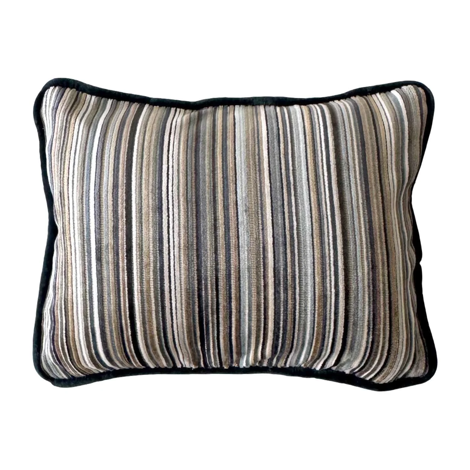14 X 18 Romo Velvet Stripe with Dark Navy Piping