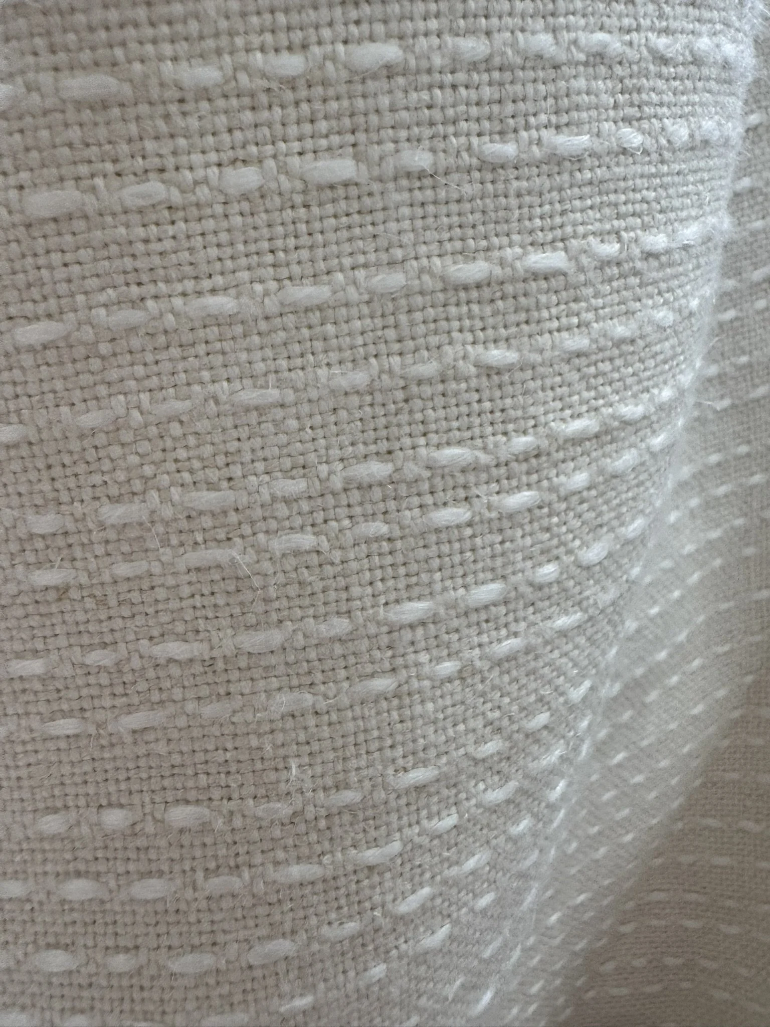 Creamy White with Running Stitch Fabric
