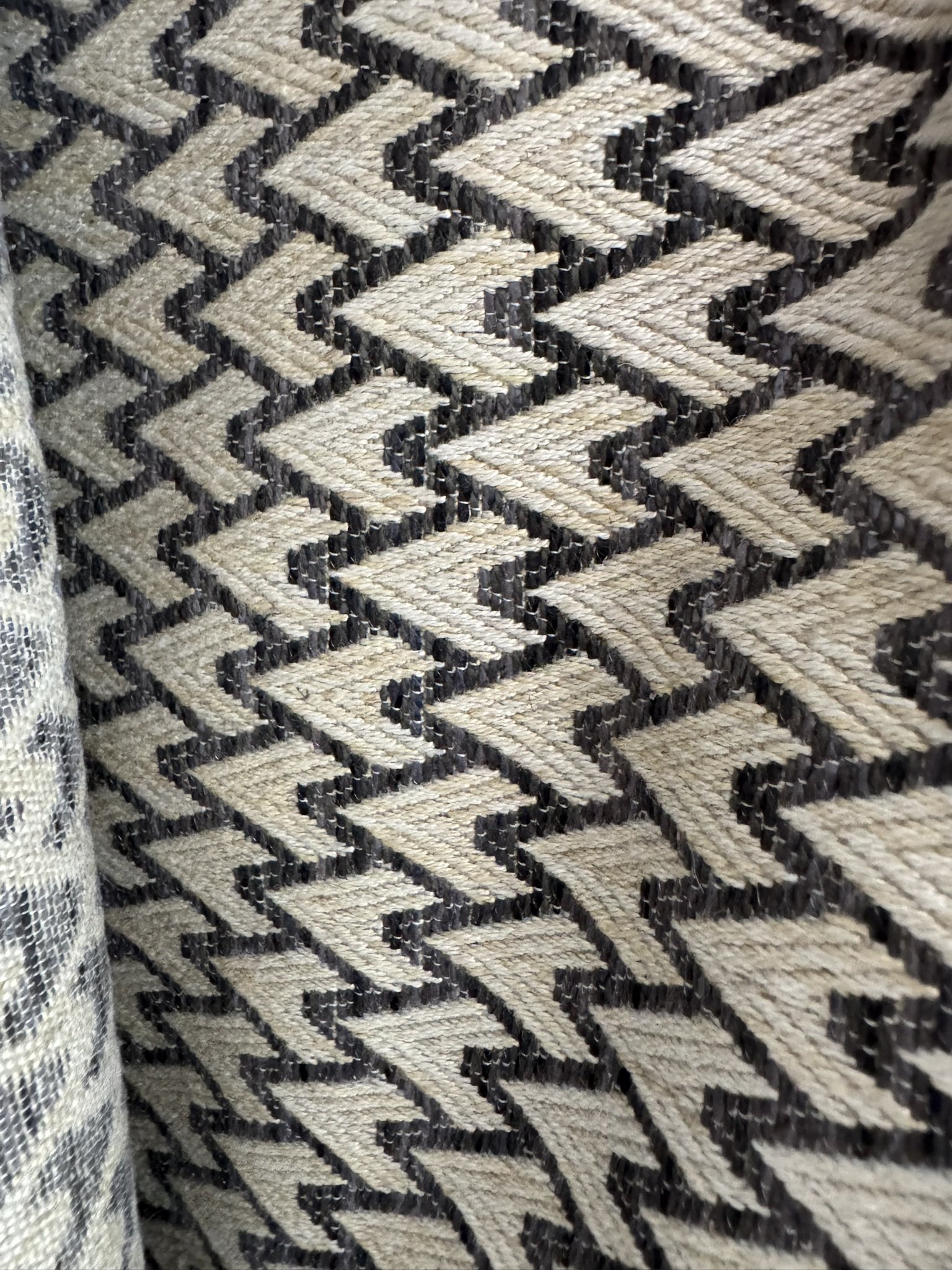 Designer Beige and Black Geometric Jacquard