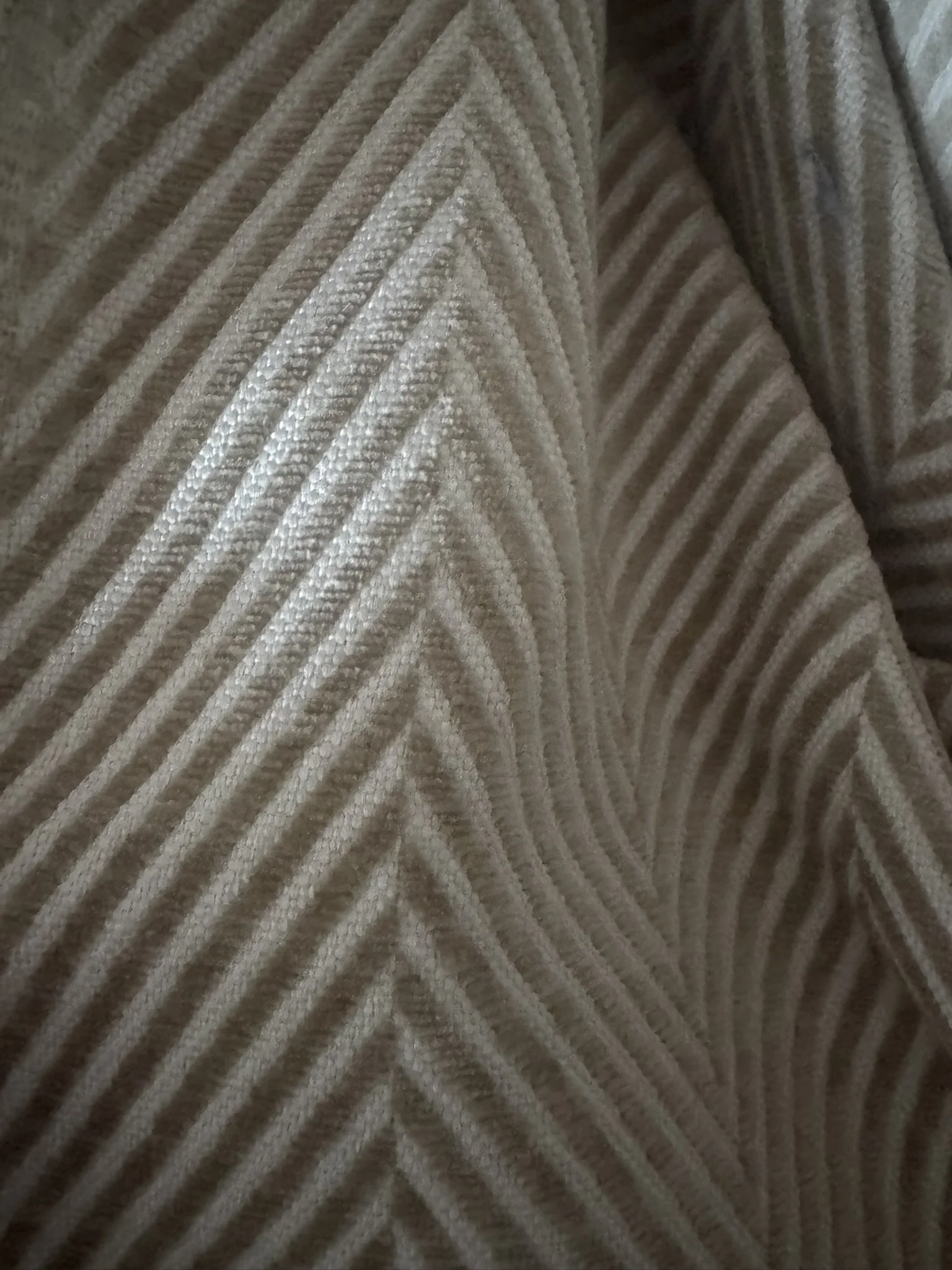 Cream and Tan Herringbone Fabric