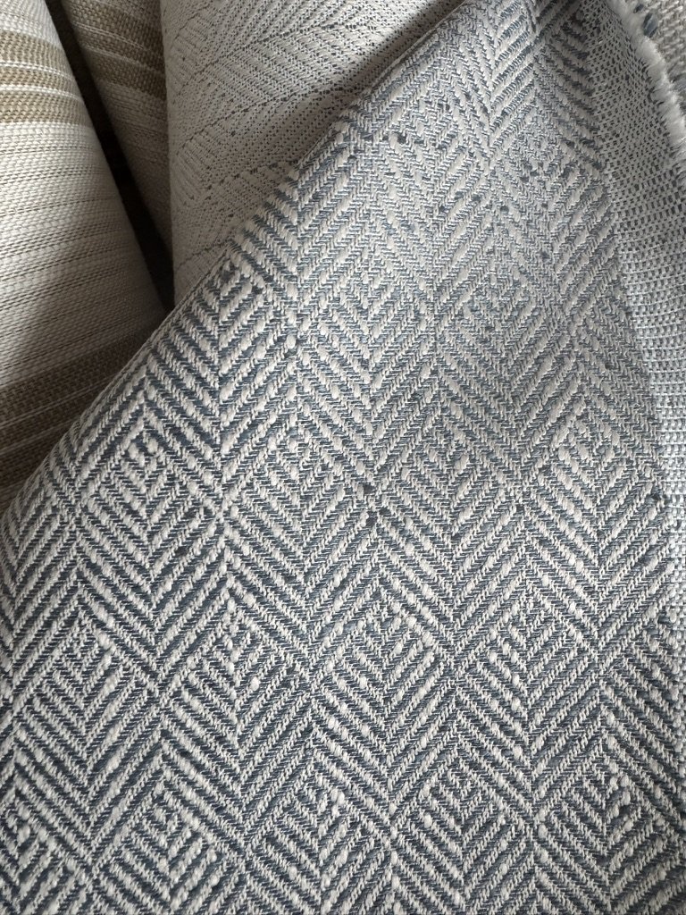 Blue Herringbone Performance Fabric