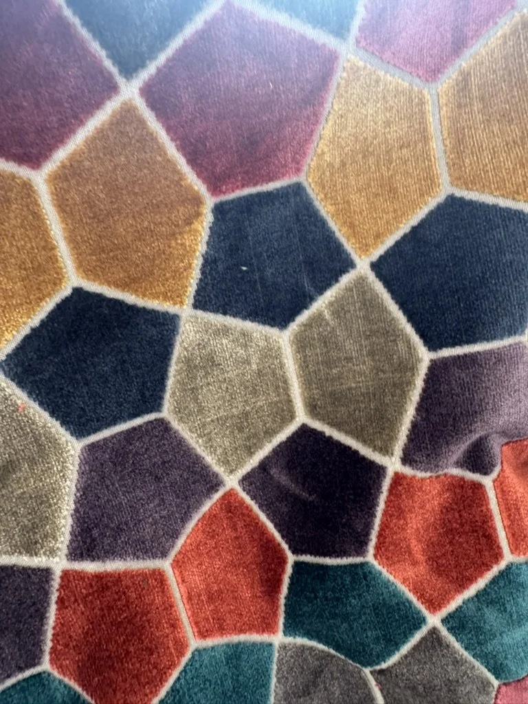Fabric Cut Velvet Geo Multi