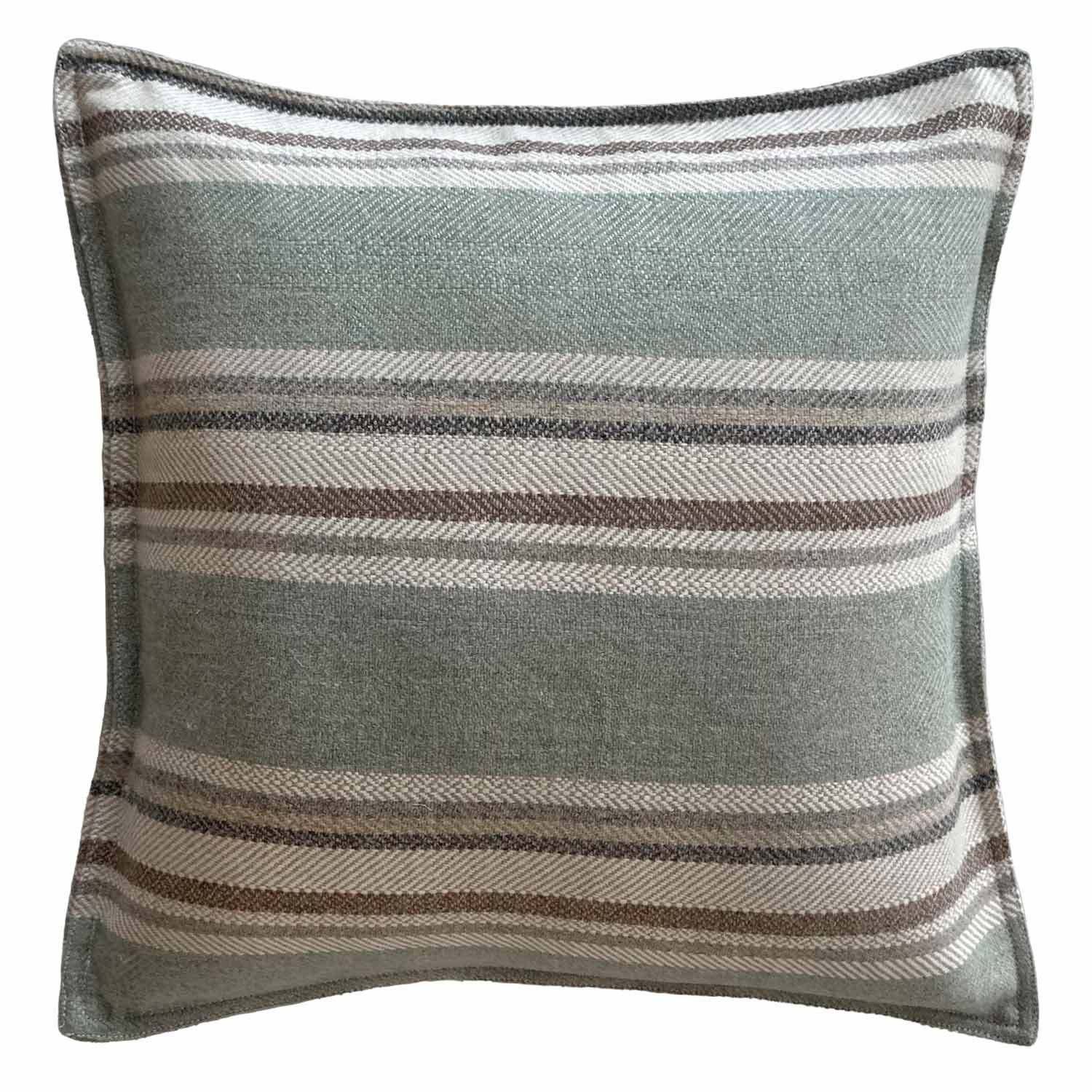 20 x 20 Wool Pale Green and Chocolate Stripe Pillow