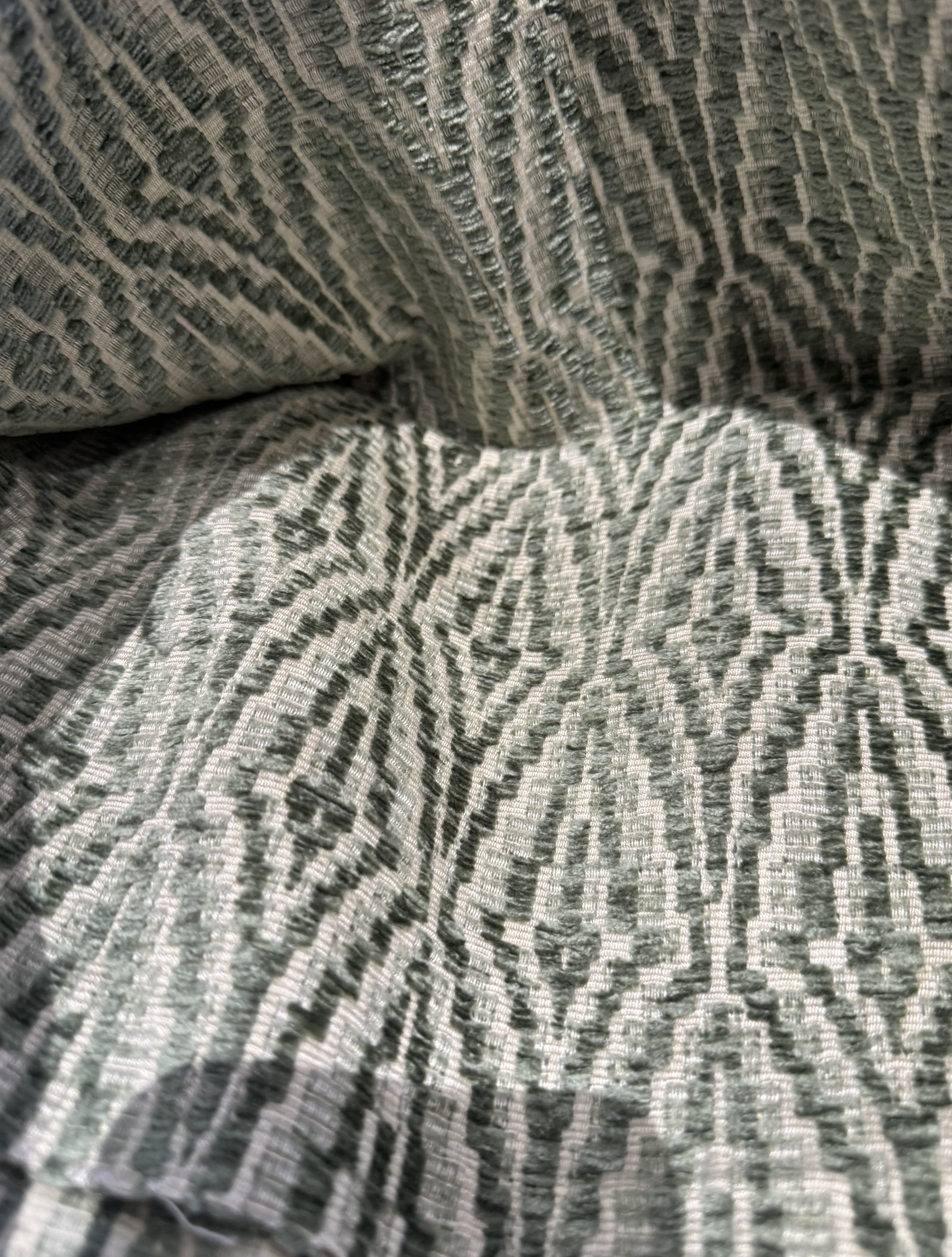 Green Chenille Ikat Feeling Fabric 1 + yards