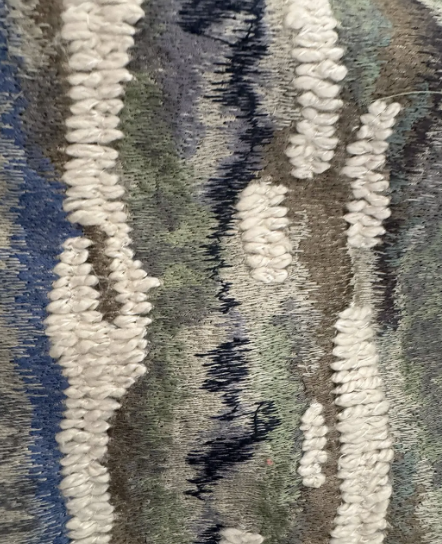 Donghia Bark Dark Blue Embroidered Fabric