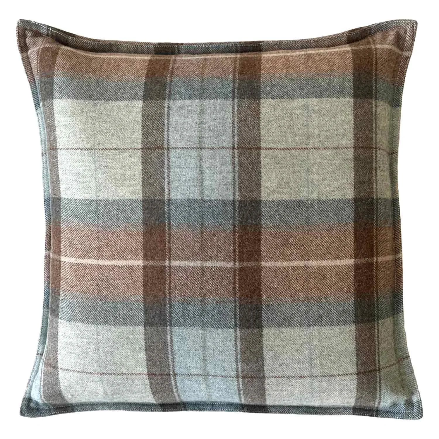 20 x 20 Brown and Blue Plaid Pillow