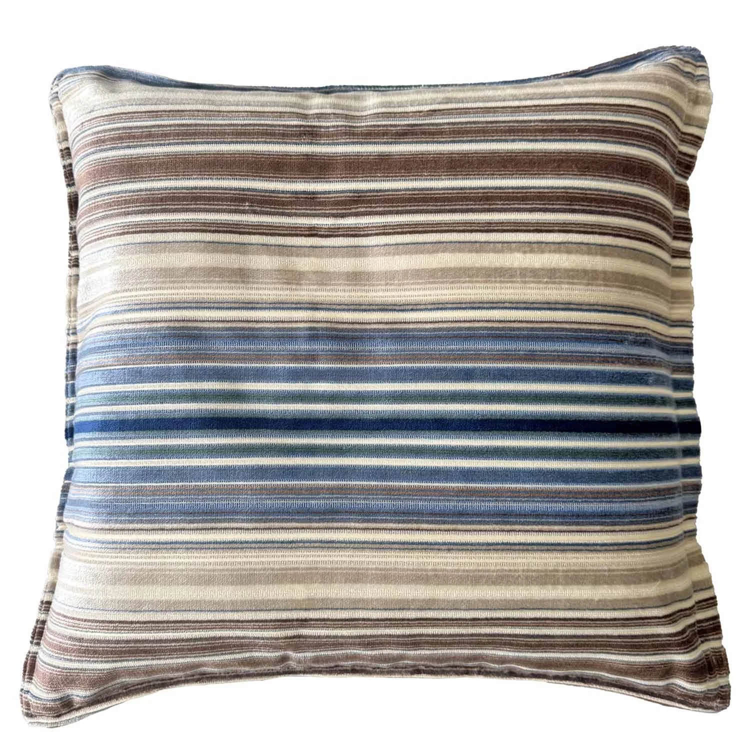 20 x 20 Scalamandré Timberlake Blue Jay Velvet Stripe PIllow