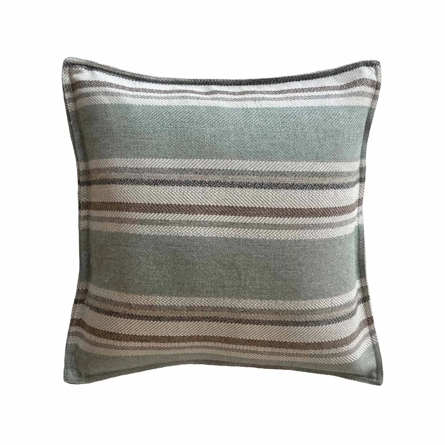 20 x 20 Wool Pale Green and Chocolate Stripe Pillow