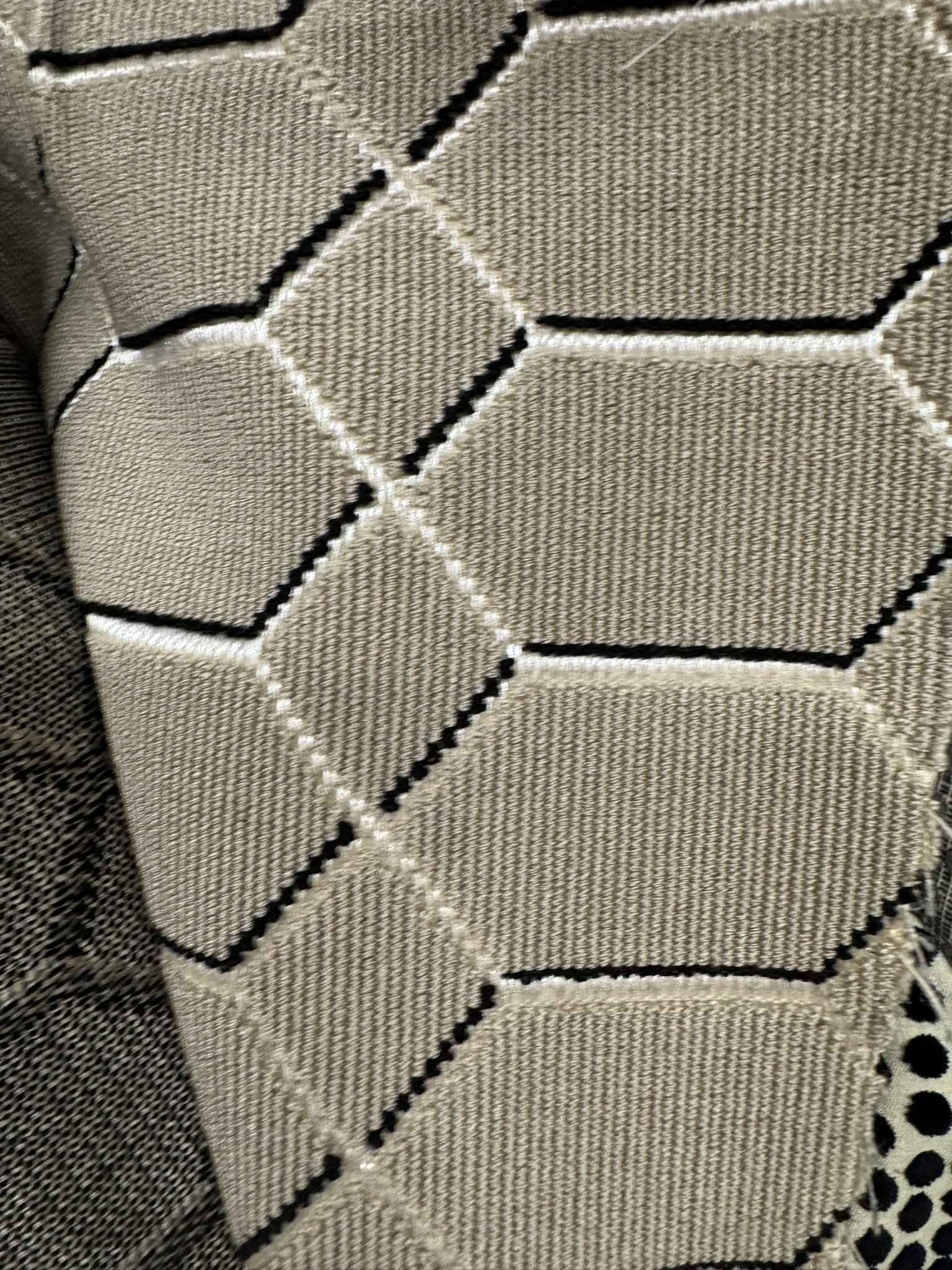 Taupe with Black and White Geo Fabric