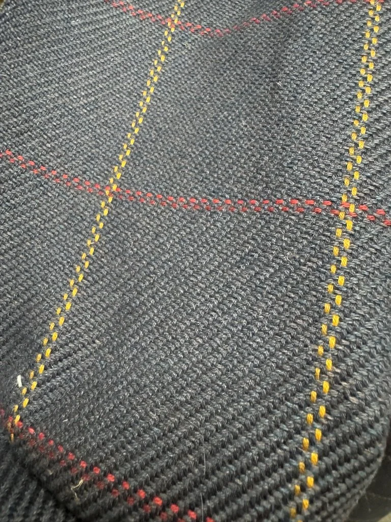 Navy with Red and Yellow Windowpane Fabric