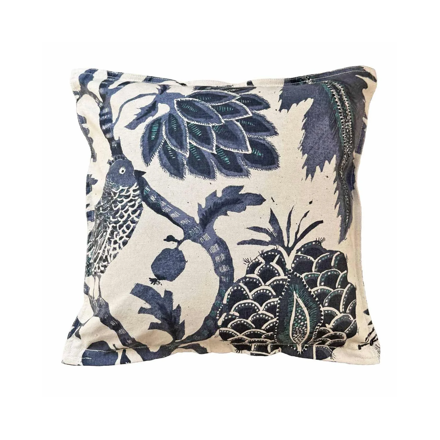 20 x 20 Richloom Jacobean Indigo Birds Pillow