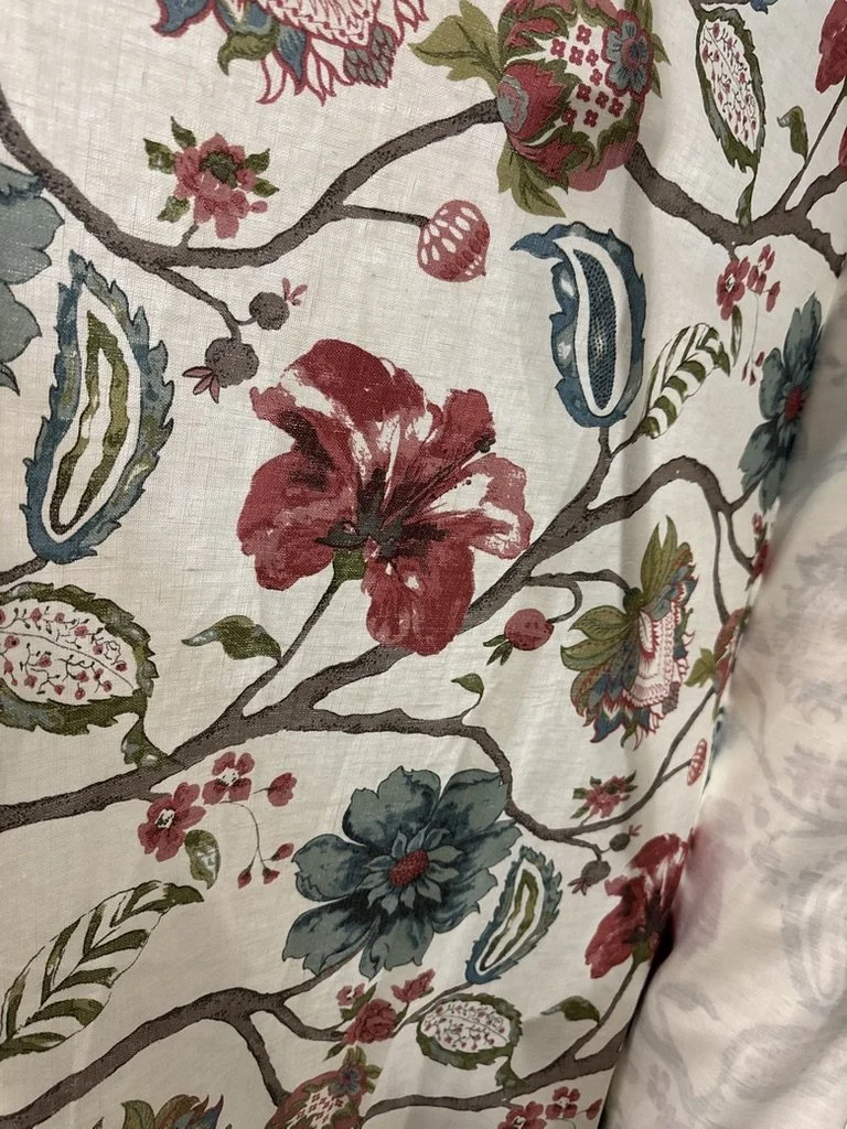 Large Deep Red Multi Floral Fabric