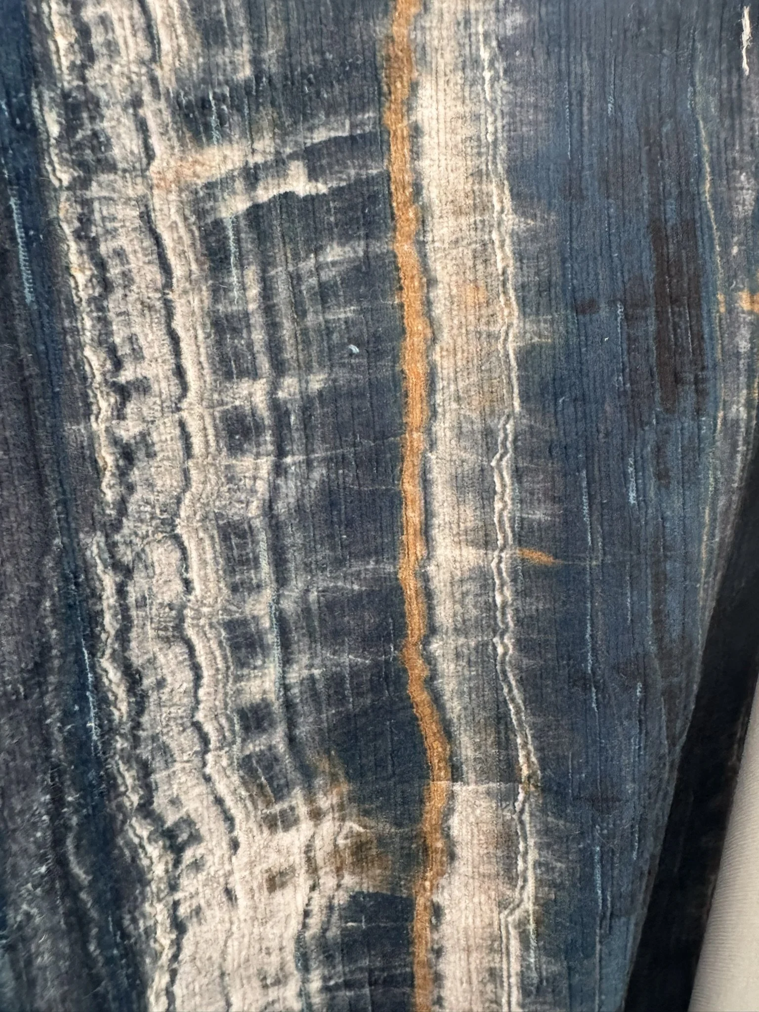 Opuzen Travertine Halfscale Cerulean Printed Velvet ]