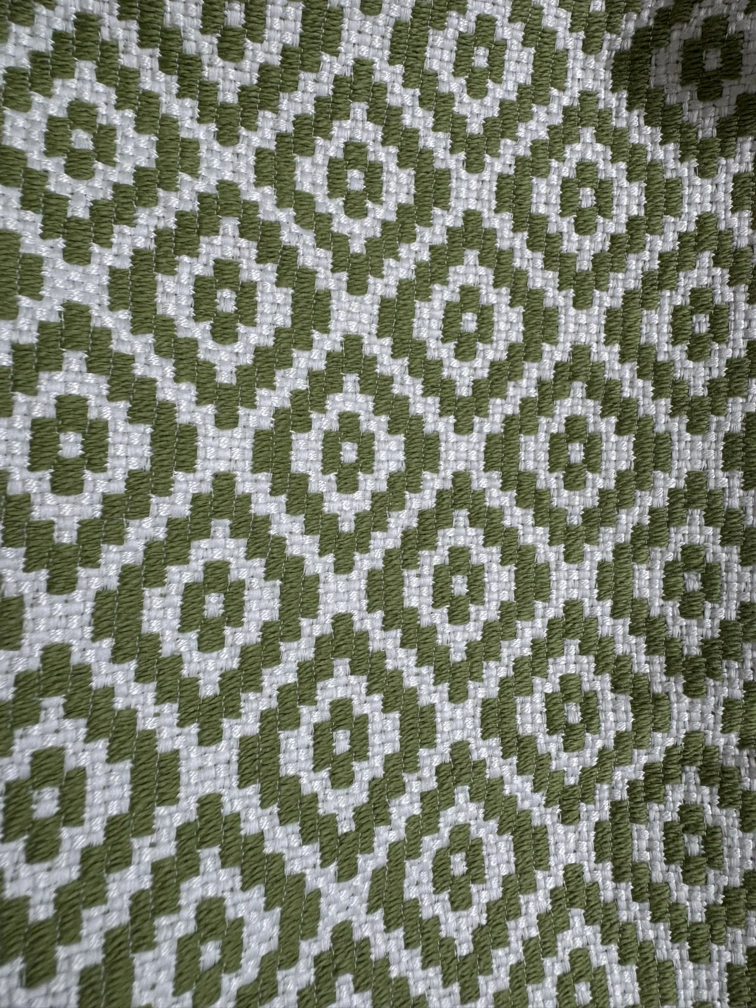 Kravet Green and Ivory Diamond Crypton Performance