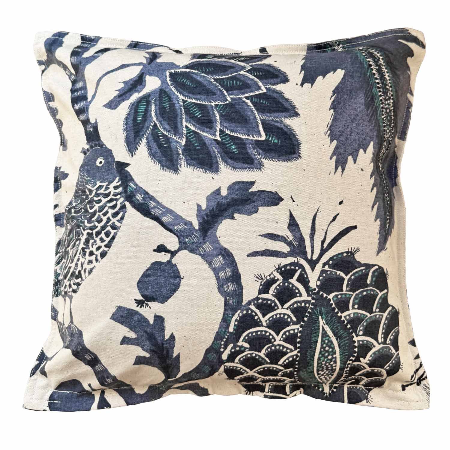 20 x 20 Richloom Jacobean Indigo Birds Pillow