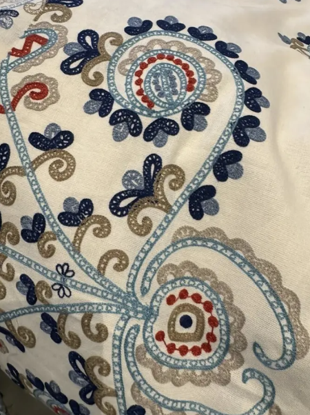 Schumacher Estrella Indigo Spice Embroidery Fabric
