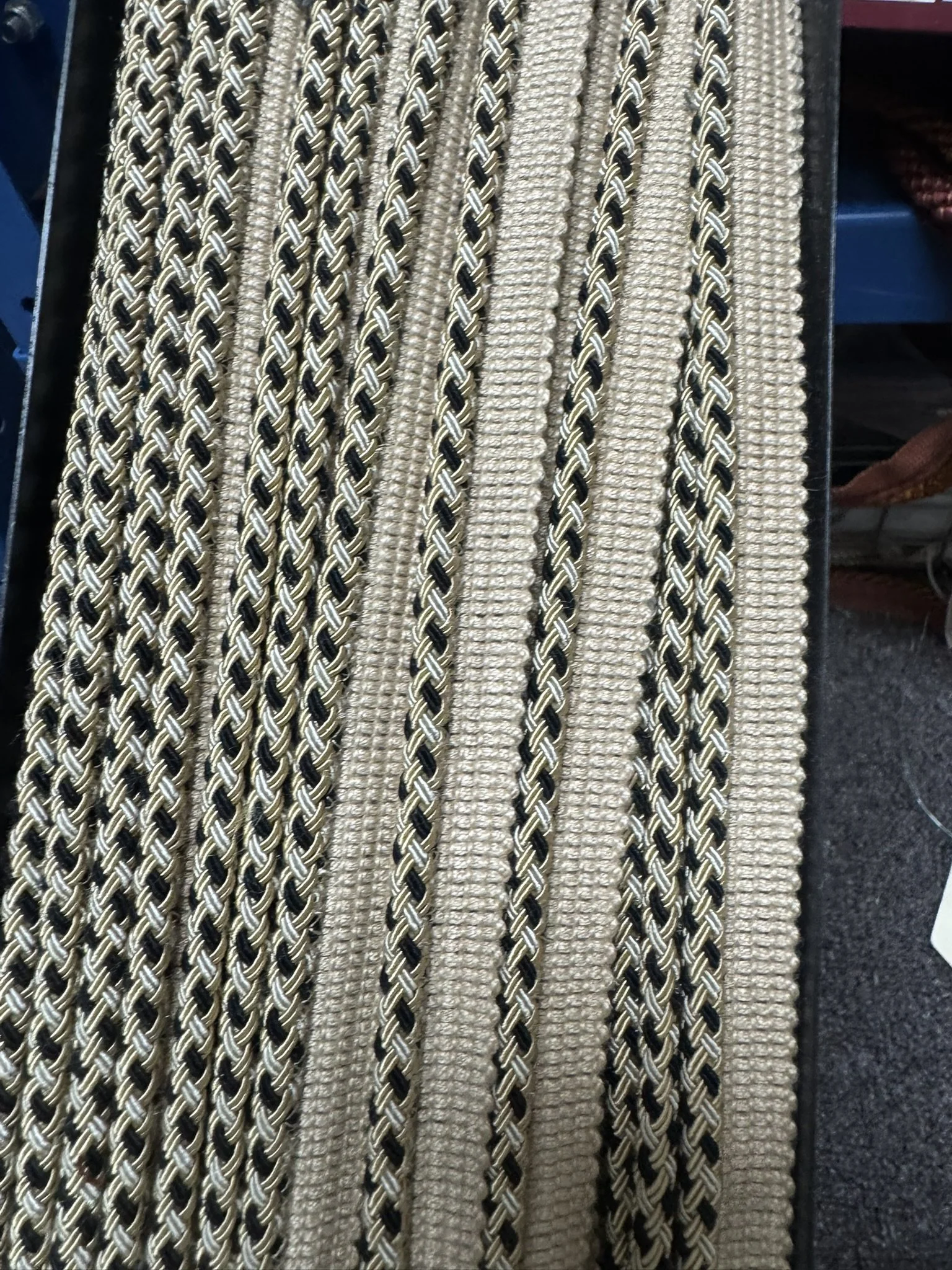 Black and Tan Gimp Woven Cording Trim 5 yards