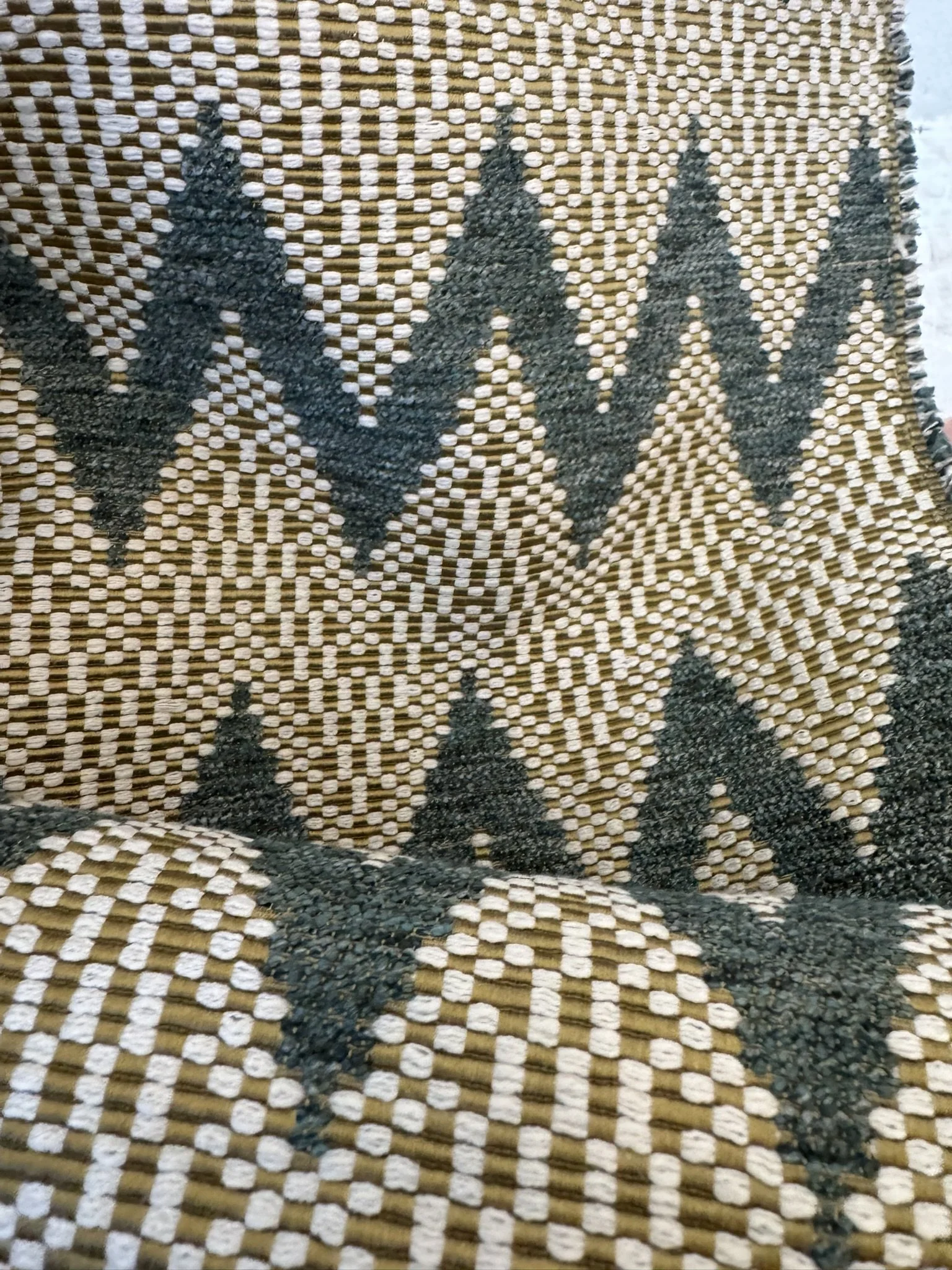 Cute Green and Gold ZigZag 2 yards
