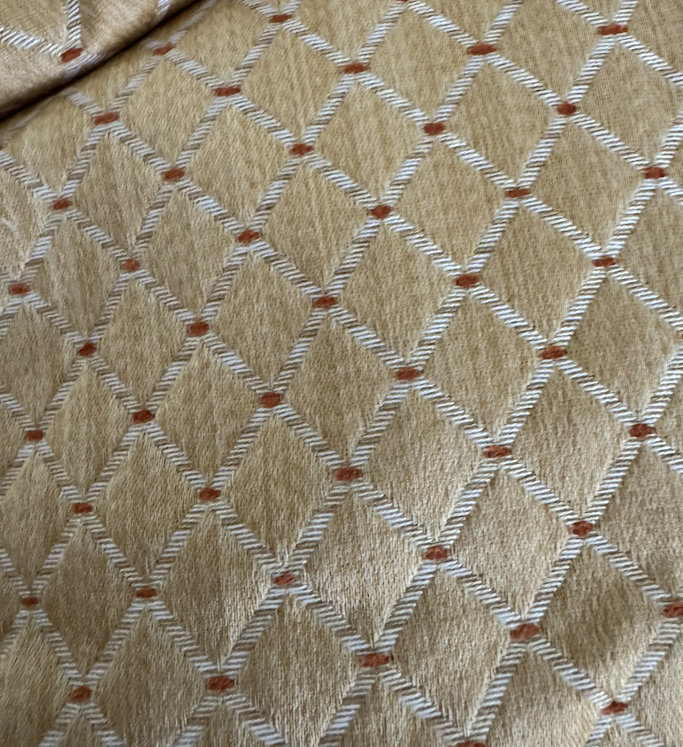 Gold and Red Diamond Woven Fabric 2 yards