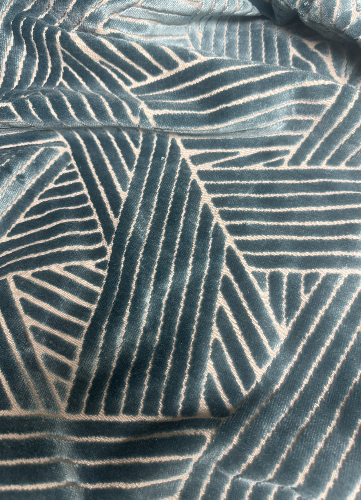 Aqua Turq Geo Cut Velvet 3 yards
