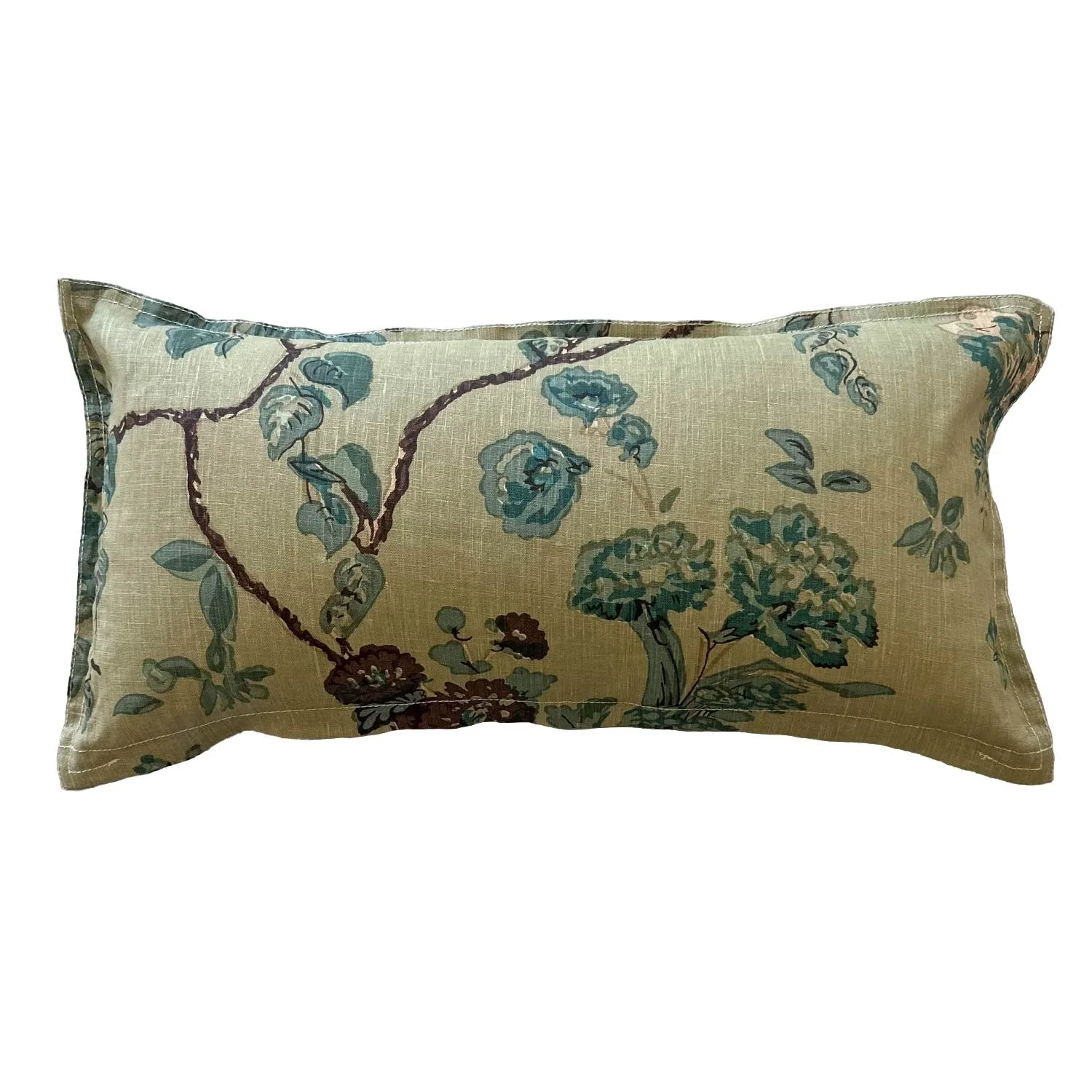 11 x 22 Blue and Chocolate Floral Pillow