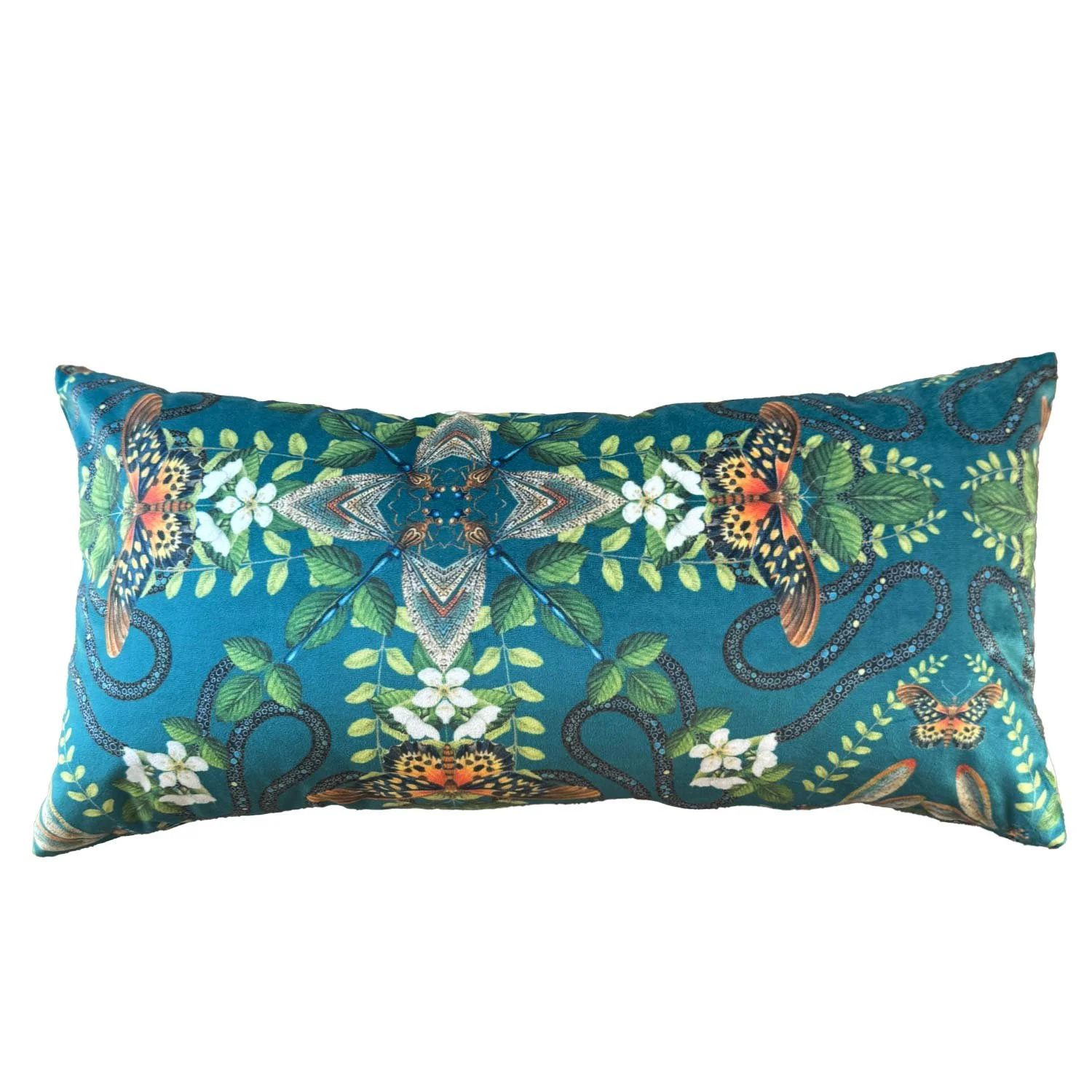 11 x 22 Clarke & Clarke Emerald Forest Teal Velvet Pillow
