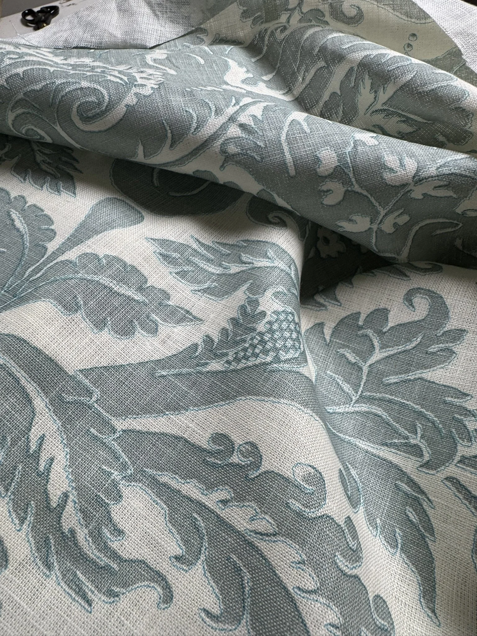 Quadrille Borghese Windsor Blue Turquoise Outline