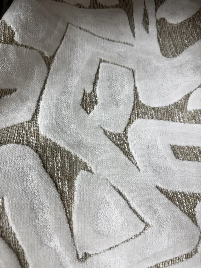 Kravet Creamy White Abstract Cut Velvet