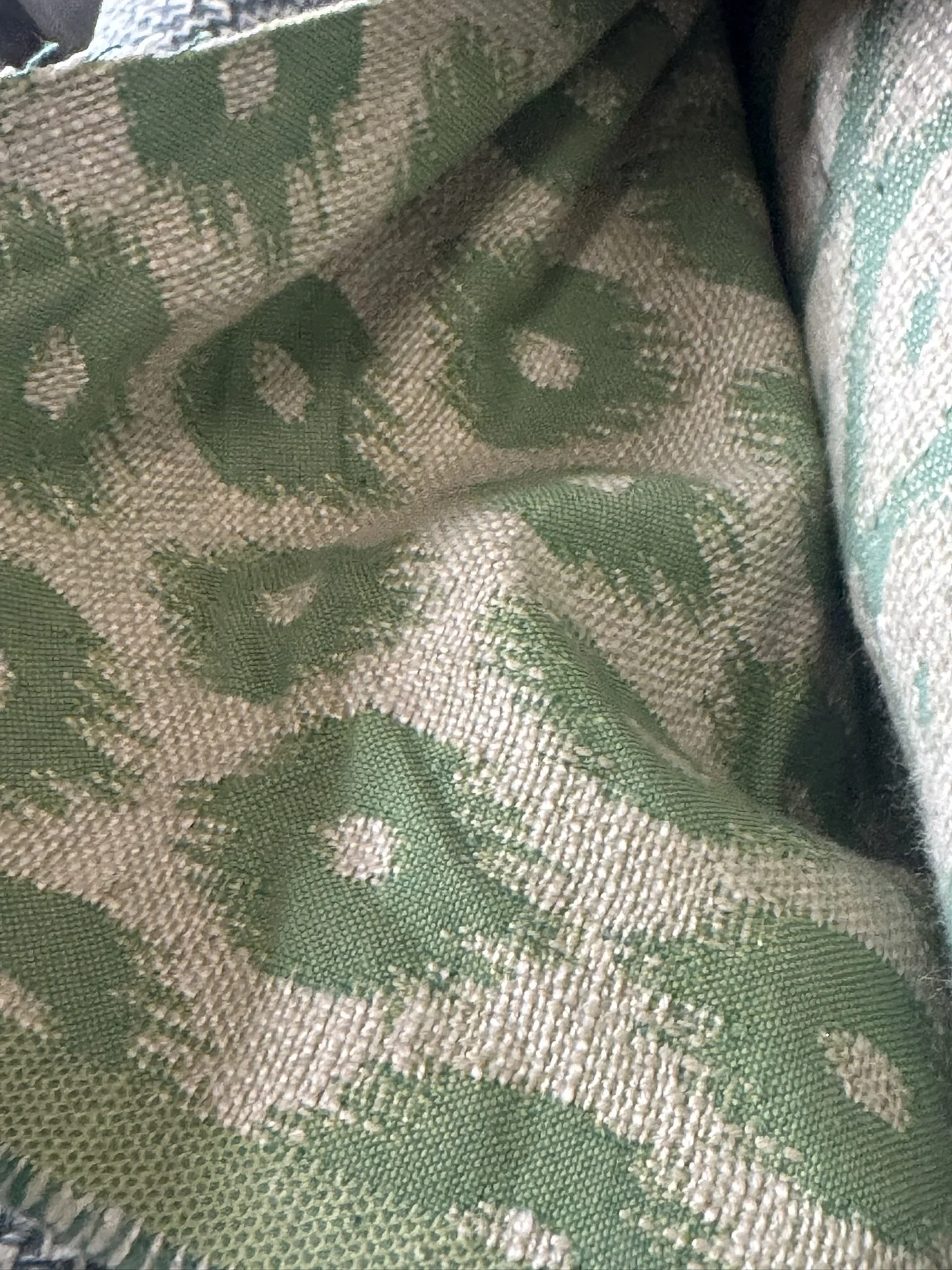 Sanderson Meru Green and Beige Ikat Circles
