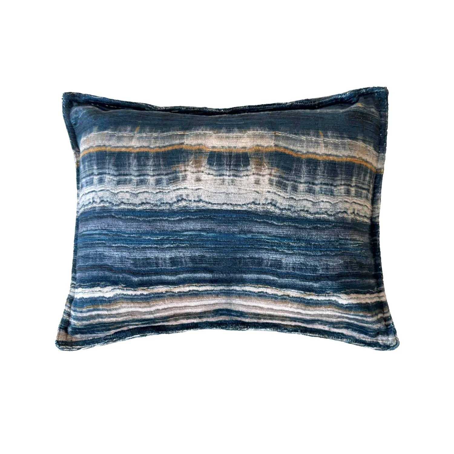 14 x 18 Opuzen Travertine Halfscale Cerulean Printed Velvet Pillow