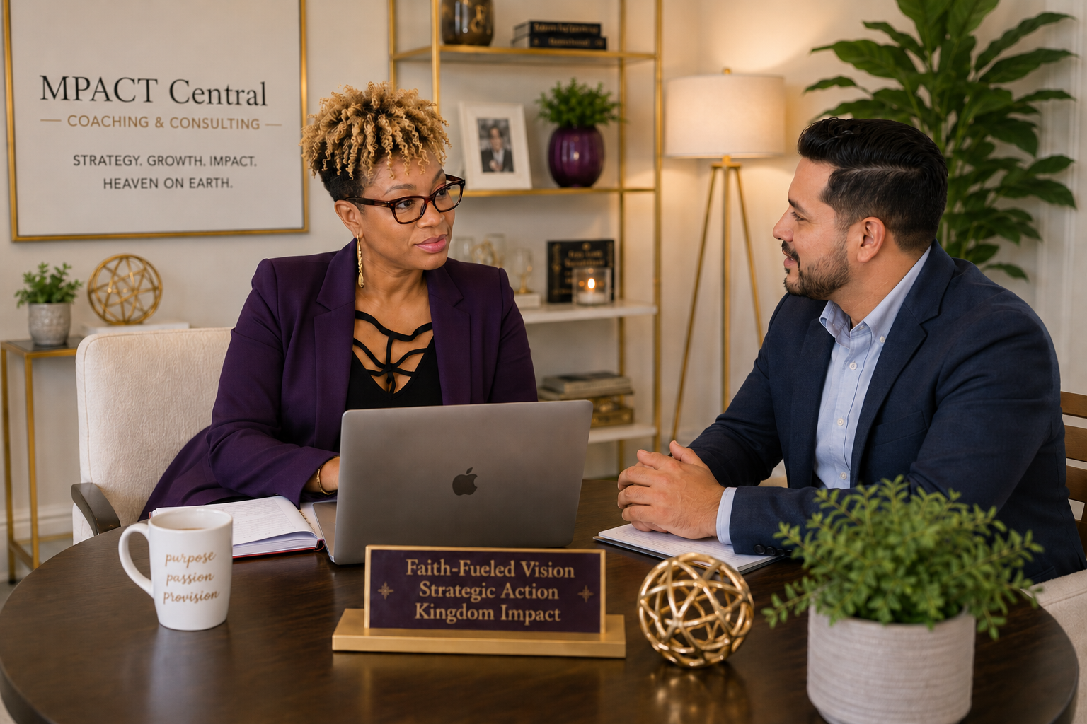 Shalanda Hearne consulting with a business client during a strategy session.
