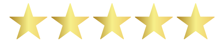 Five gold stars with a yellow center in a row.