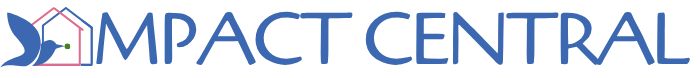 Logo of MPACT Central with stylized house icon and text in blue.
