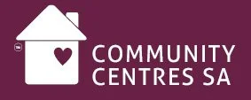 Logo of a community centre with a house icon featuring a heart on the door, and the text 'Community Centres USA' next to it.