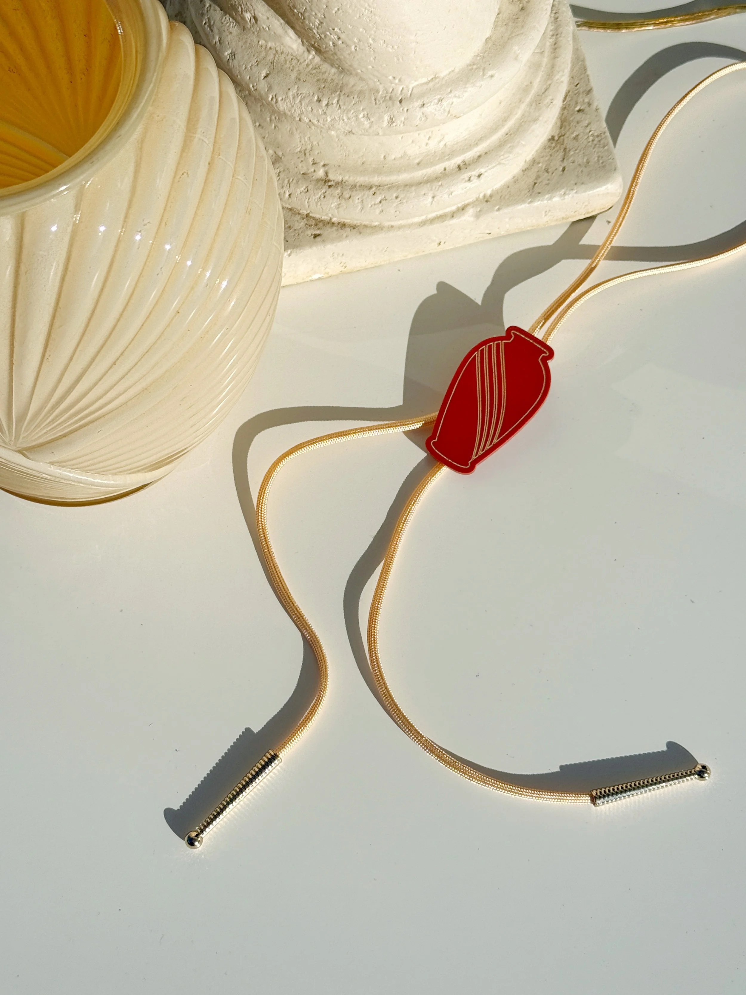 The Revival Vase Bolo Tie in Terracotta & Ivory
