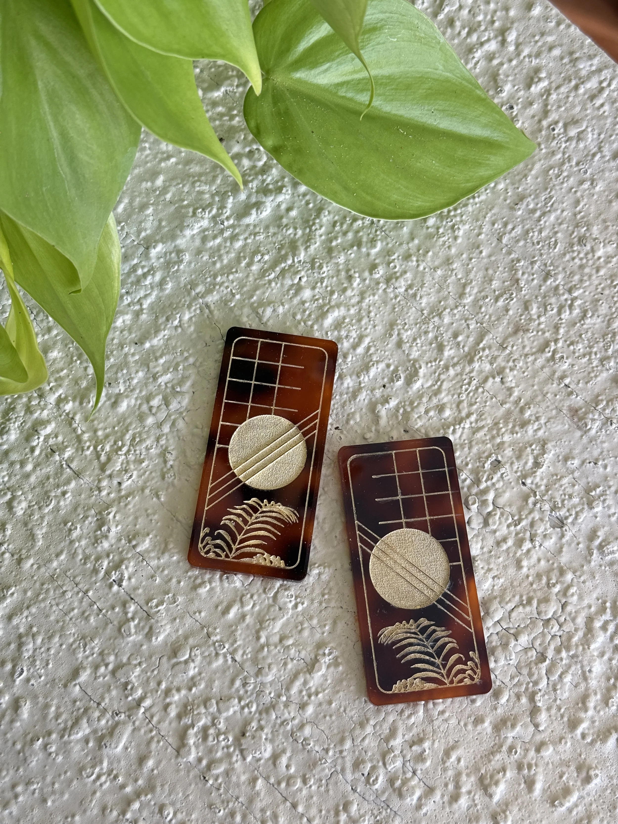 Vapor Wave #1 Earrings in Tortoiseshell & Cream (Post or Huggie Hoop)