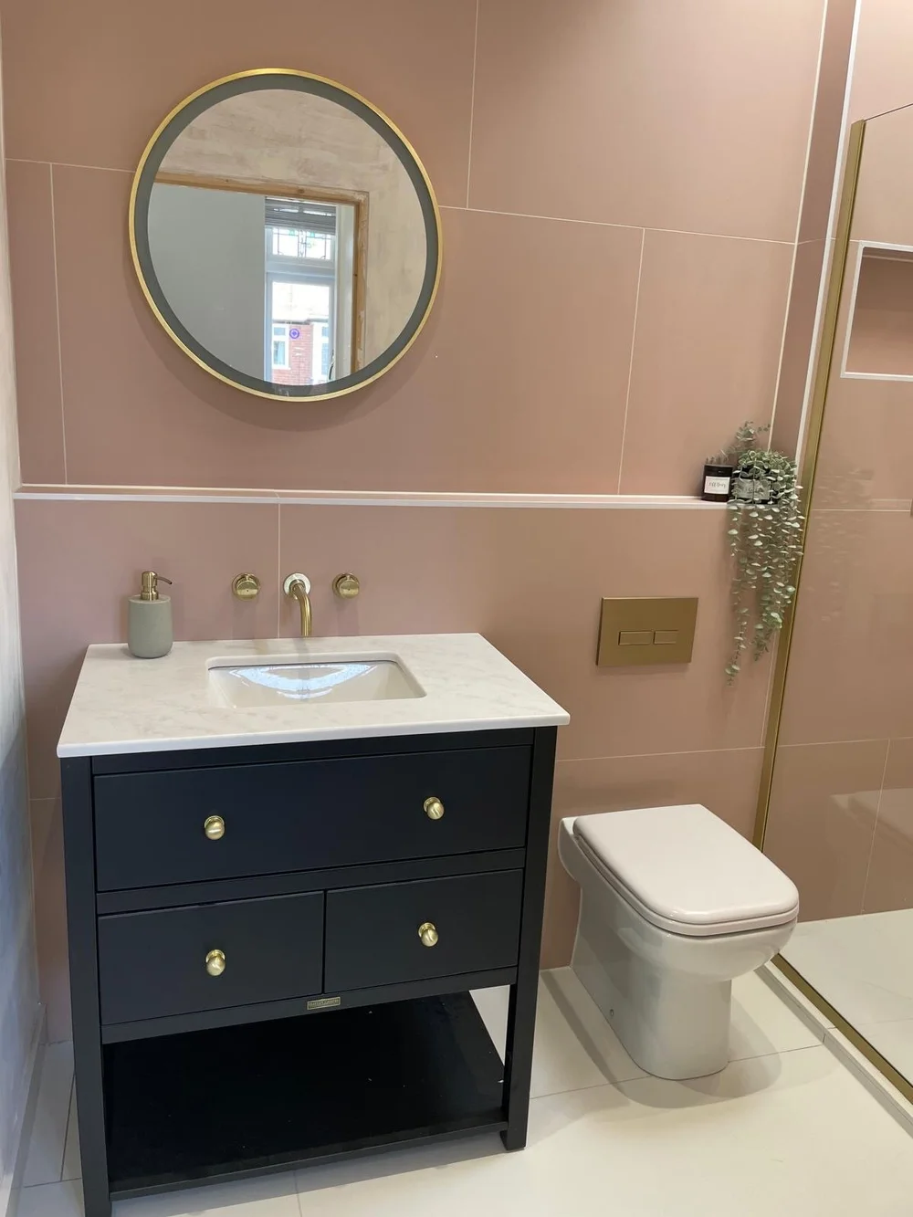Cloakroom installation with bold tiling - M.R. Pro Bathrooms Nottingham