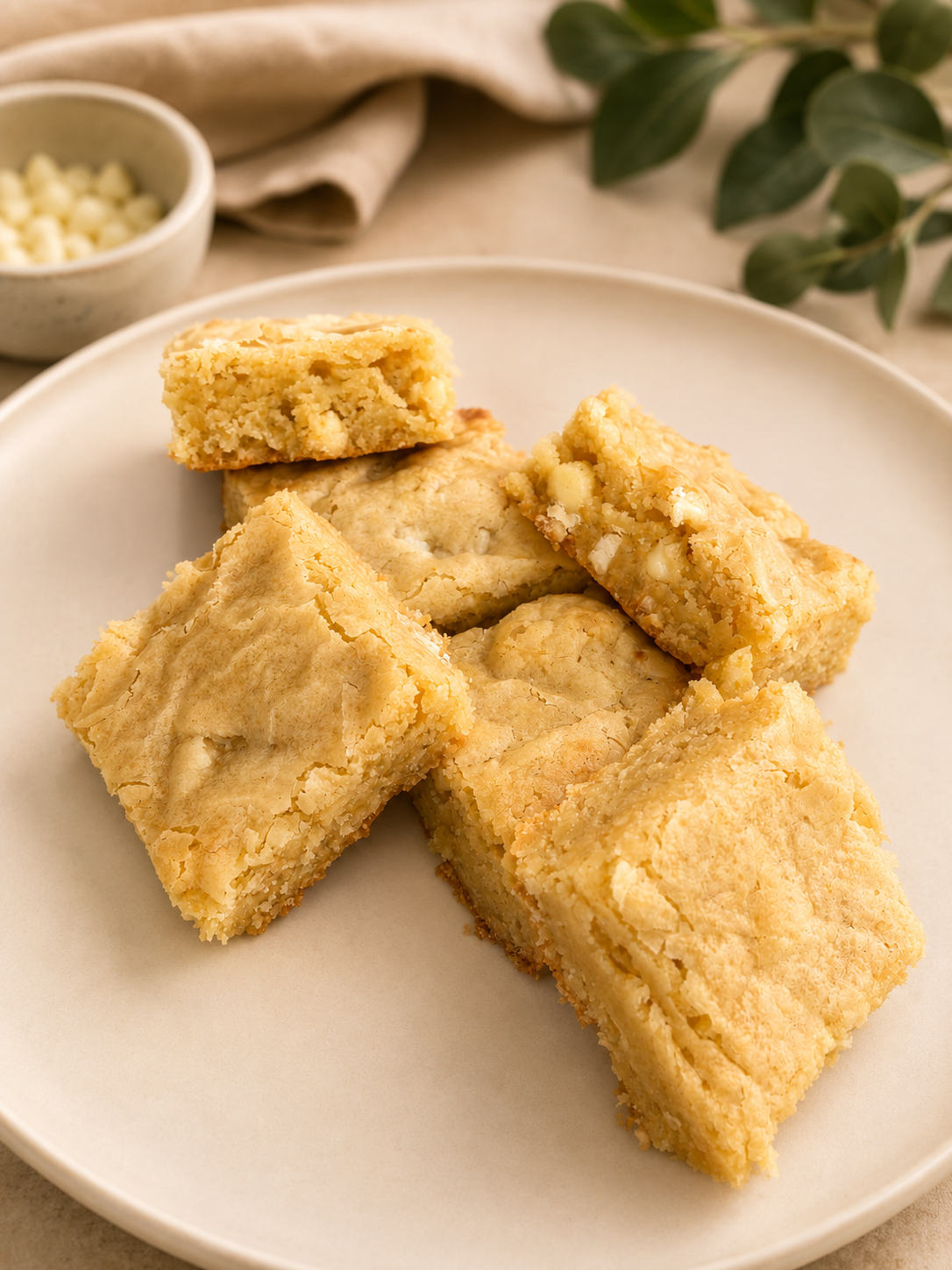 GLUTEN-FREE WHITE CHOCOLATE BLONDIES