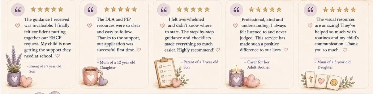 Customer reviews from families and adults who have used Bright Futures SEN Family & Adult Support, sharing their experiences of compassionate guidance, expert advice, successful outcomes and trusted ongoing support.