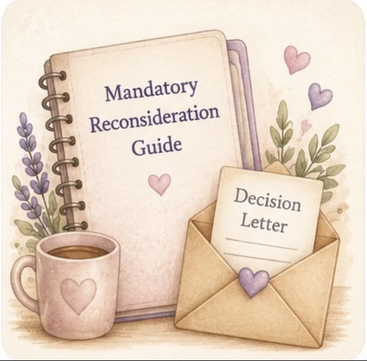 Banner explaining the Mandatory Reconsideration process, including support to challenge benefit decisions, strengthen evidence, address descriptors and prepare a clear, well-structured reconsideration request.