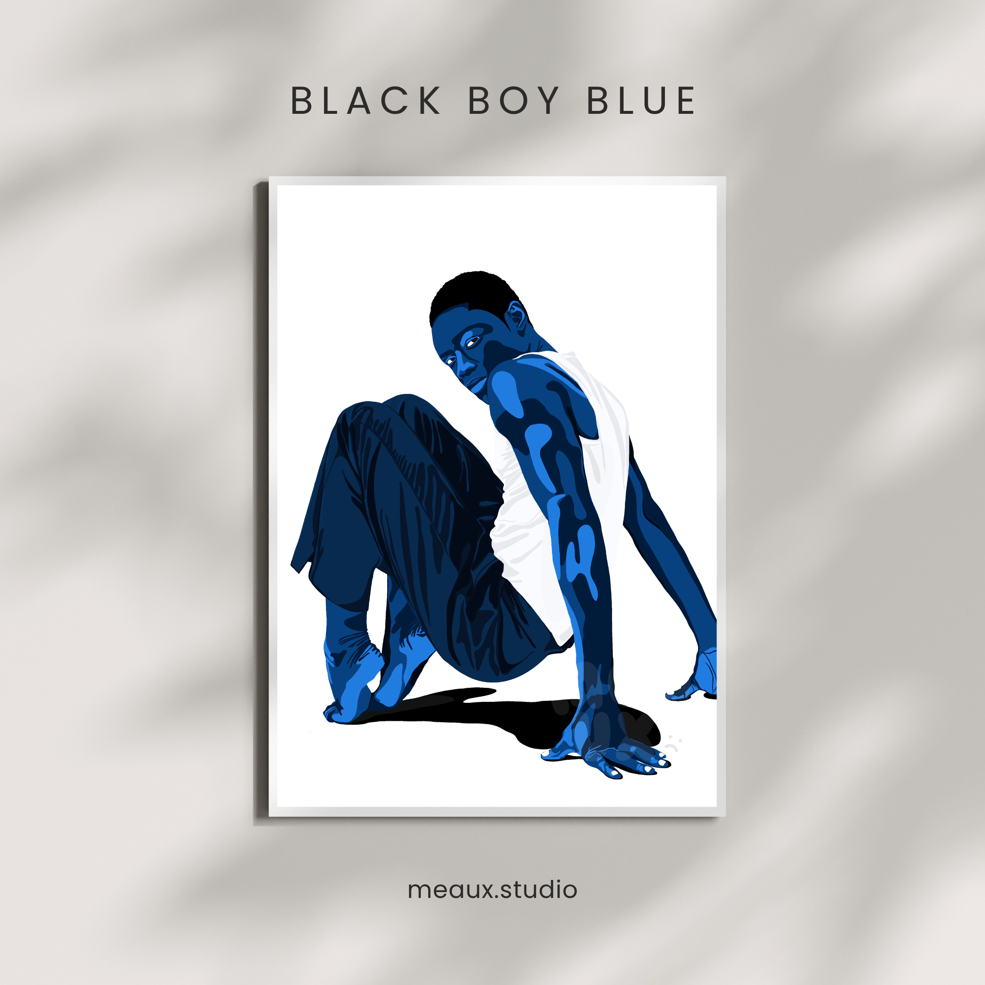 black boy blue — large — framed