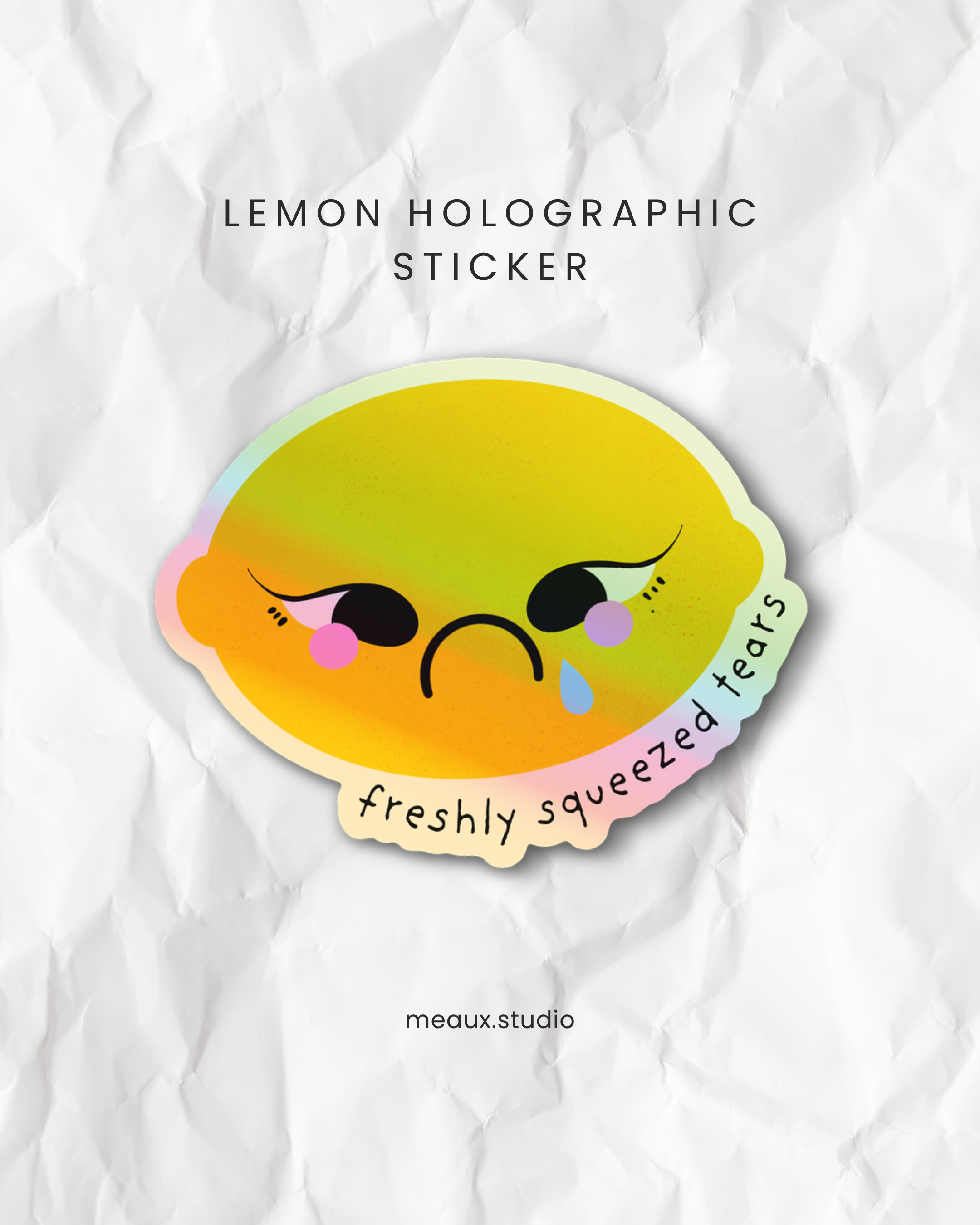 lemon holographic sticker