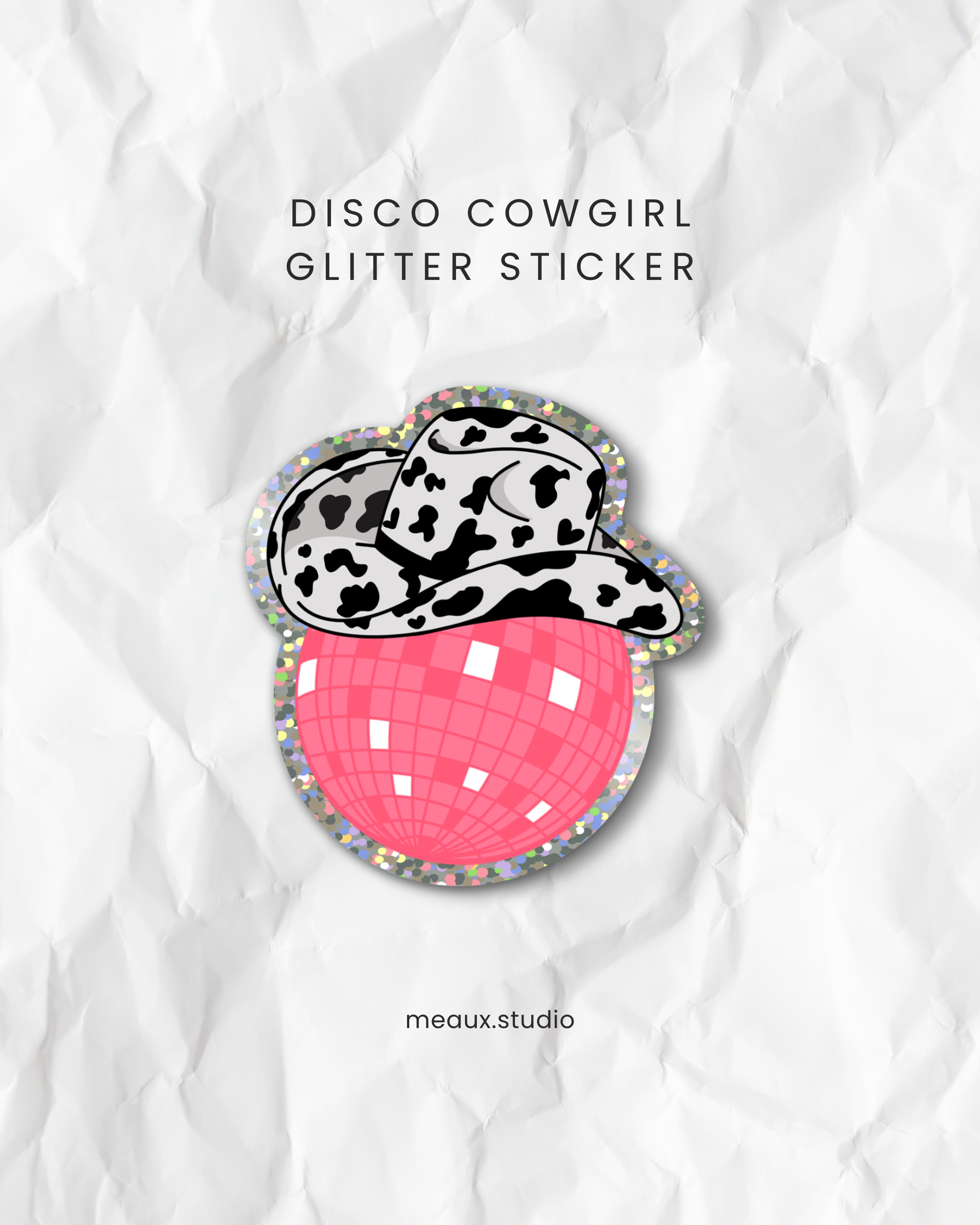 disco cowgirl glitter  sticker