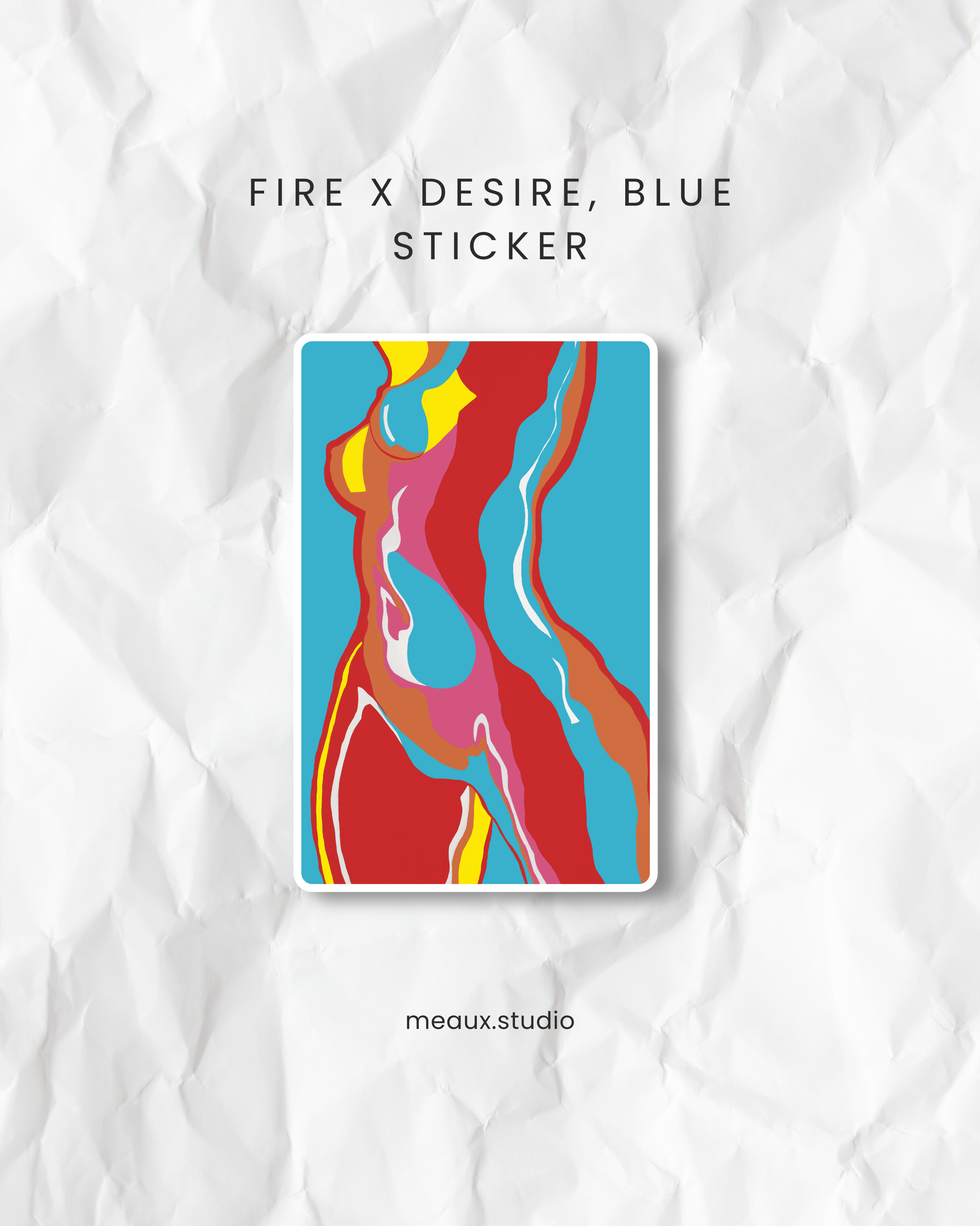 fire x desire sticker, blue