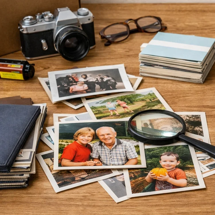 Colored print photos.