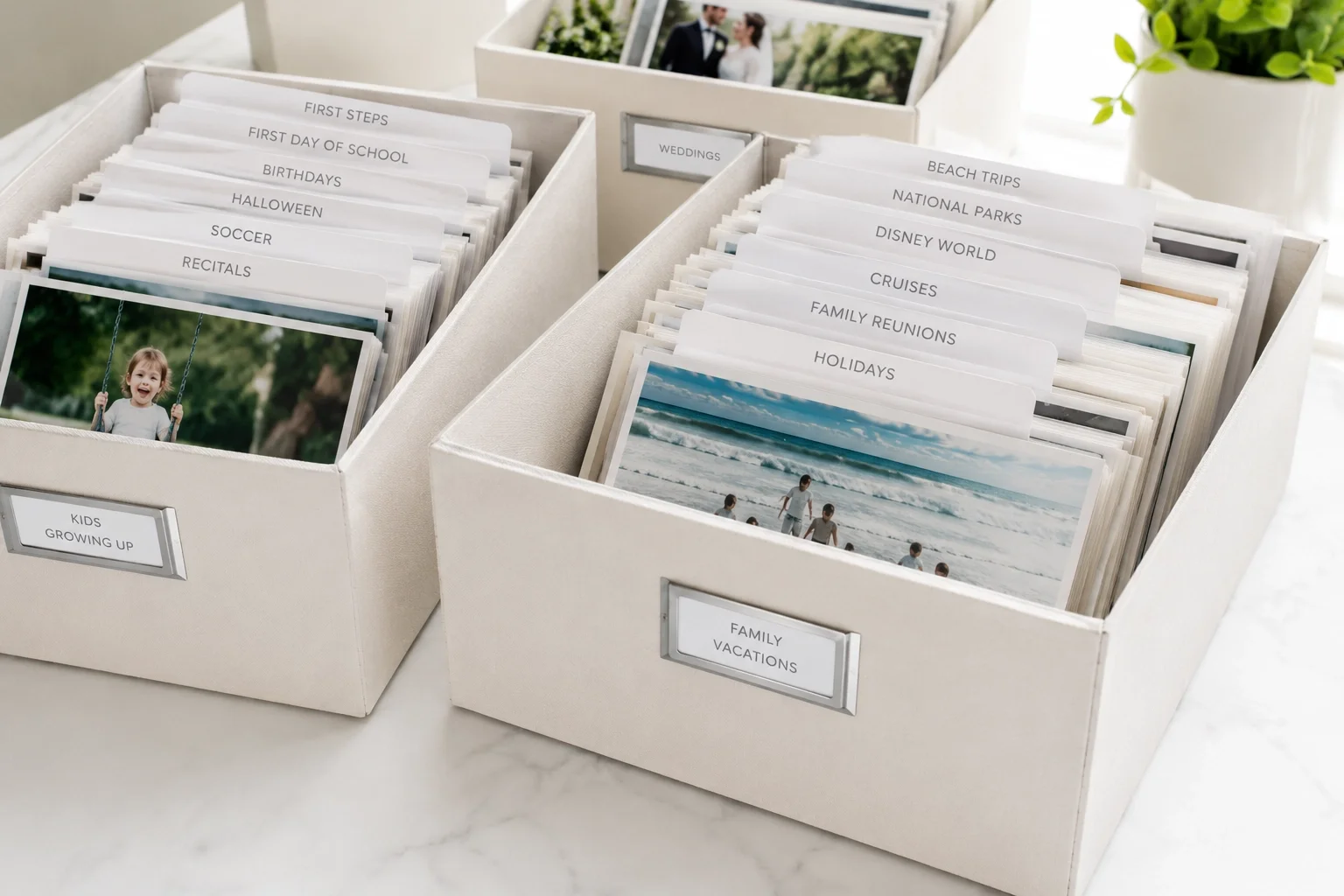 Boxes of organized print photos