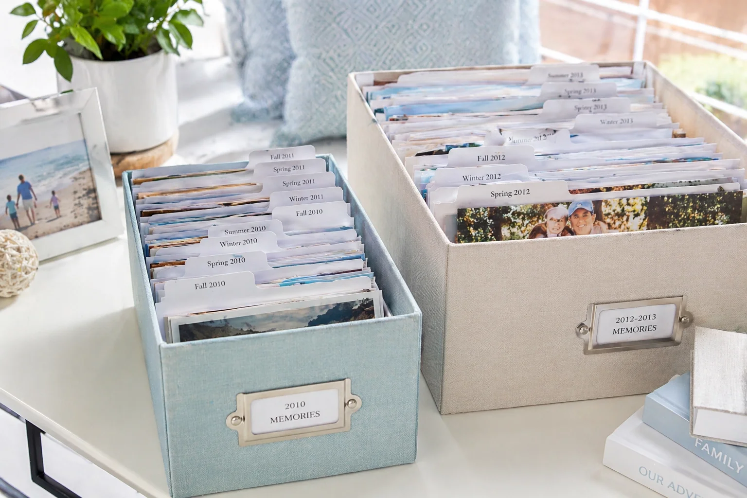 Photo boxes of organized print photos